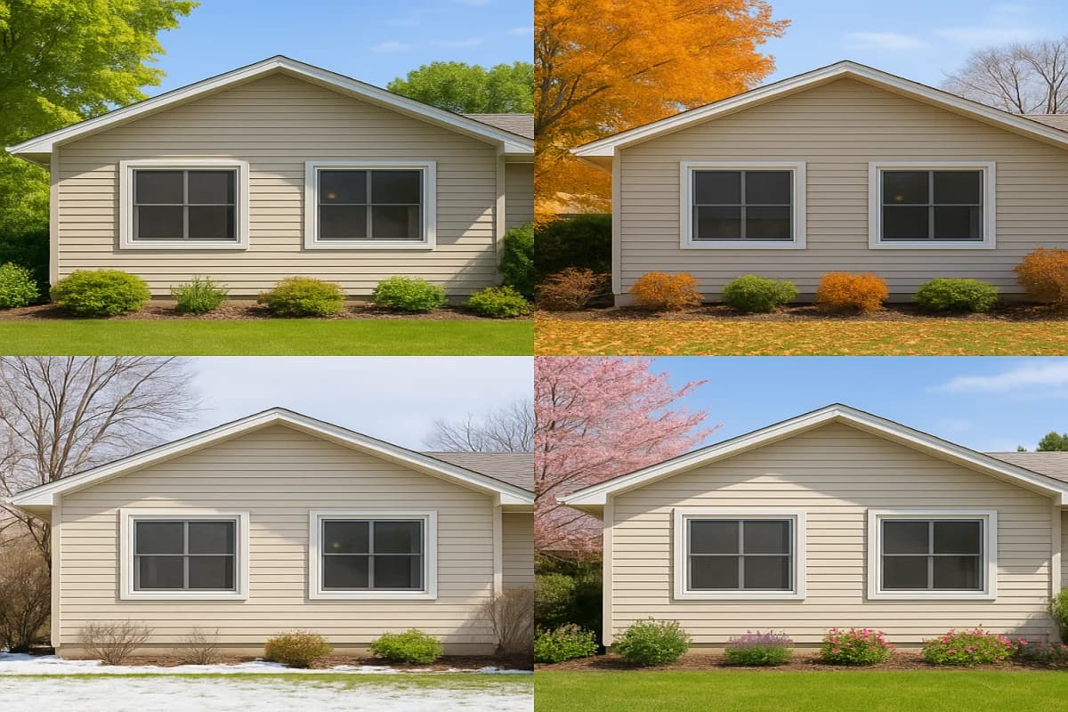 Representação das quatro estações com diferentes tipos de proteção contra insetos