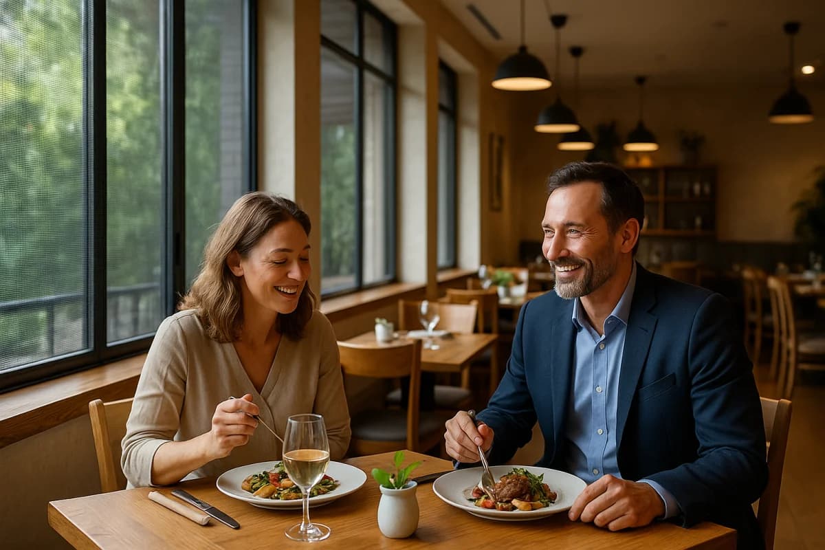 Restaurante sofisticado com telas mosquiteiras elegantes permitindo jantar ao ar livre sem mosquitos