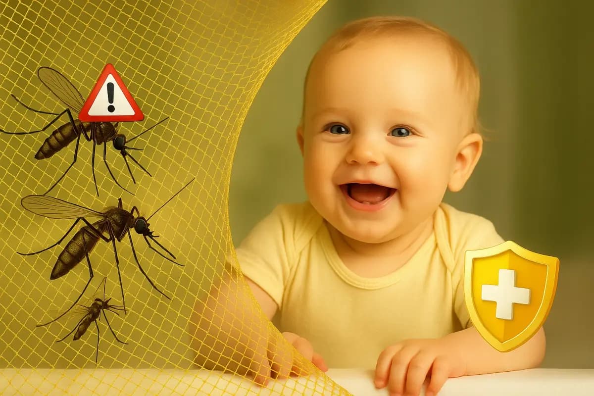 Criança brincando com segurança em apartamento com rede de proteção